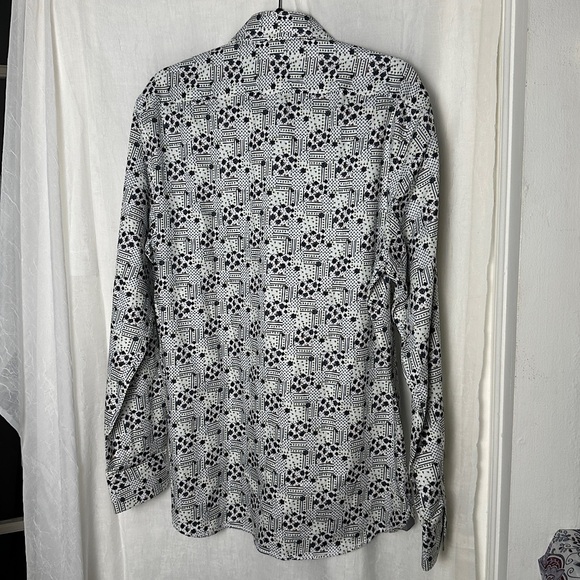 Brandolini All Over Graphic Print Button Up Dress Shirt Business Casual Vintage - Picture 4 of 17